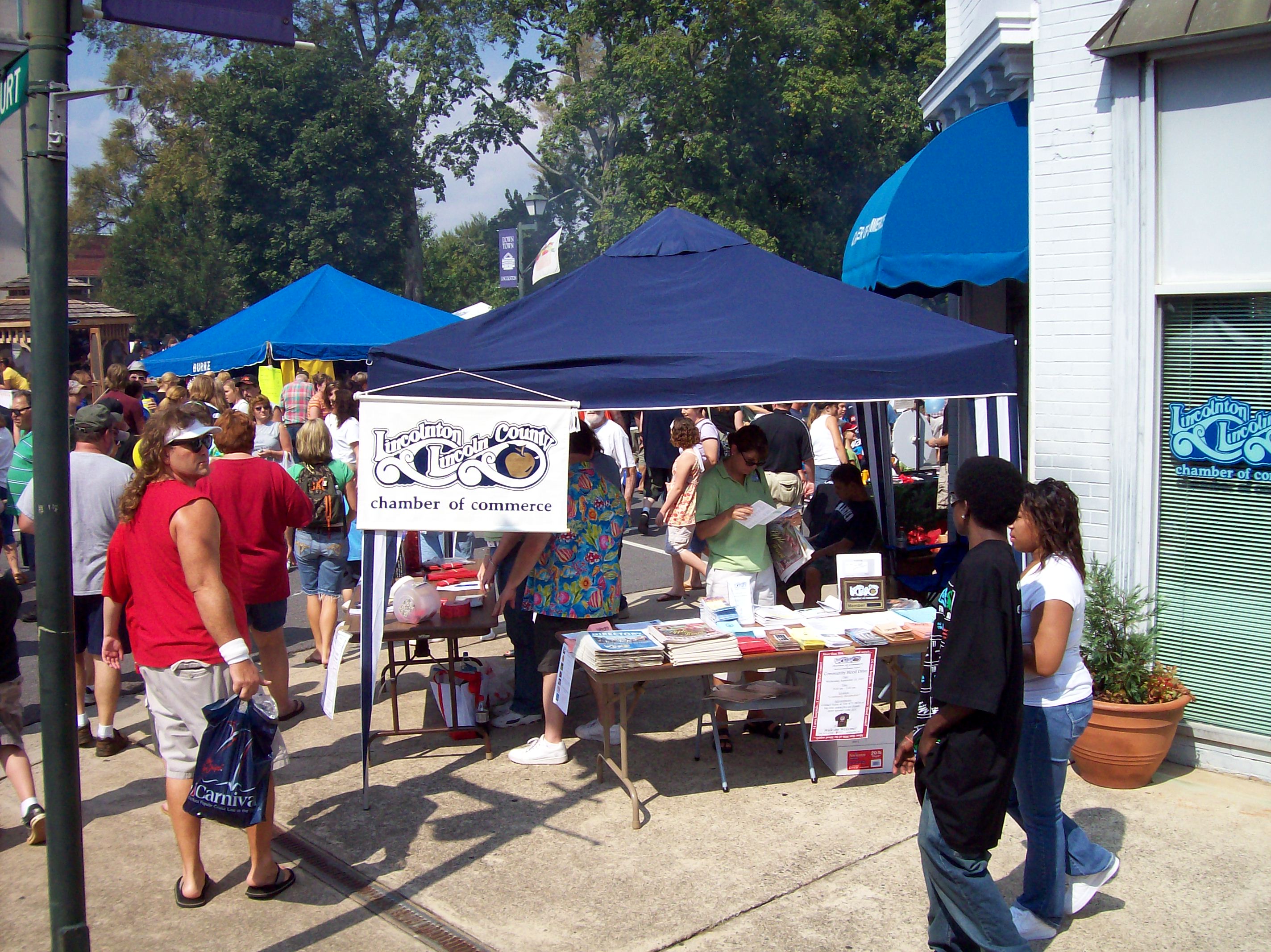 Citizens look at different displays set up by the